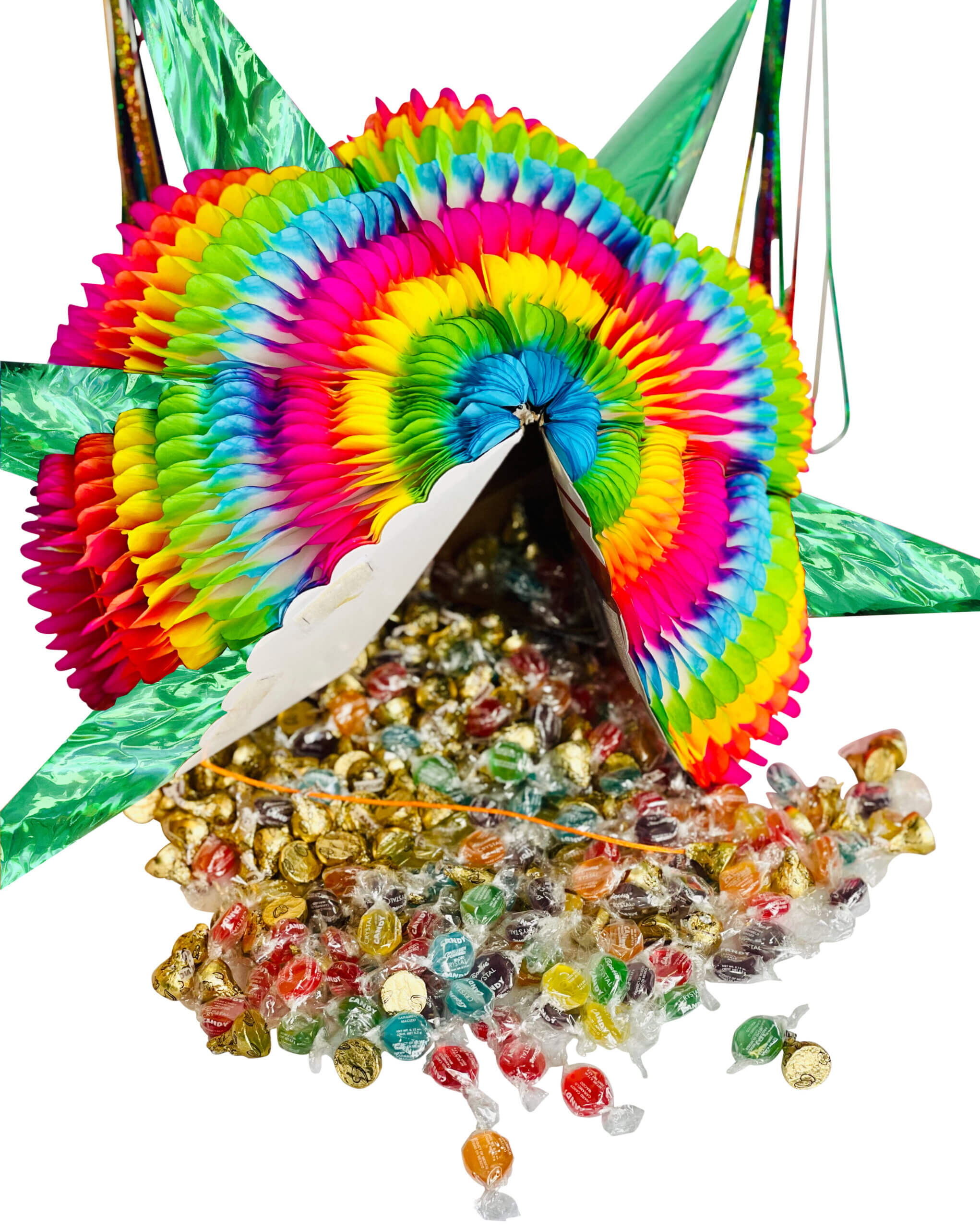 Extra Large Mexican Star Piñata with Green Cones and 30 Ft Rope Included,  Holds 3 Pounds of Pinata Filler - TexMex Fun Stuff