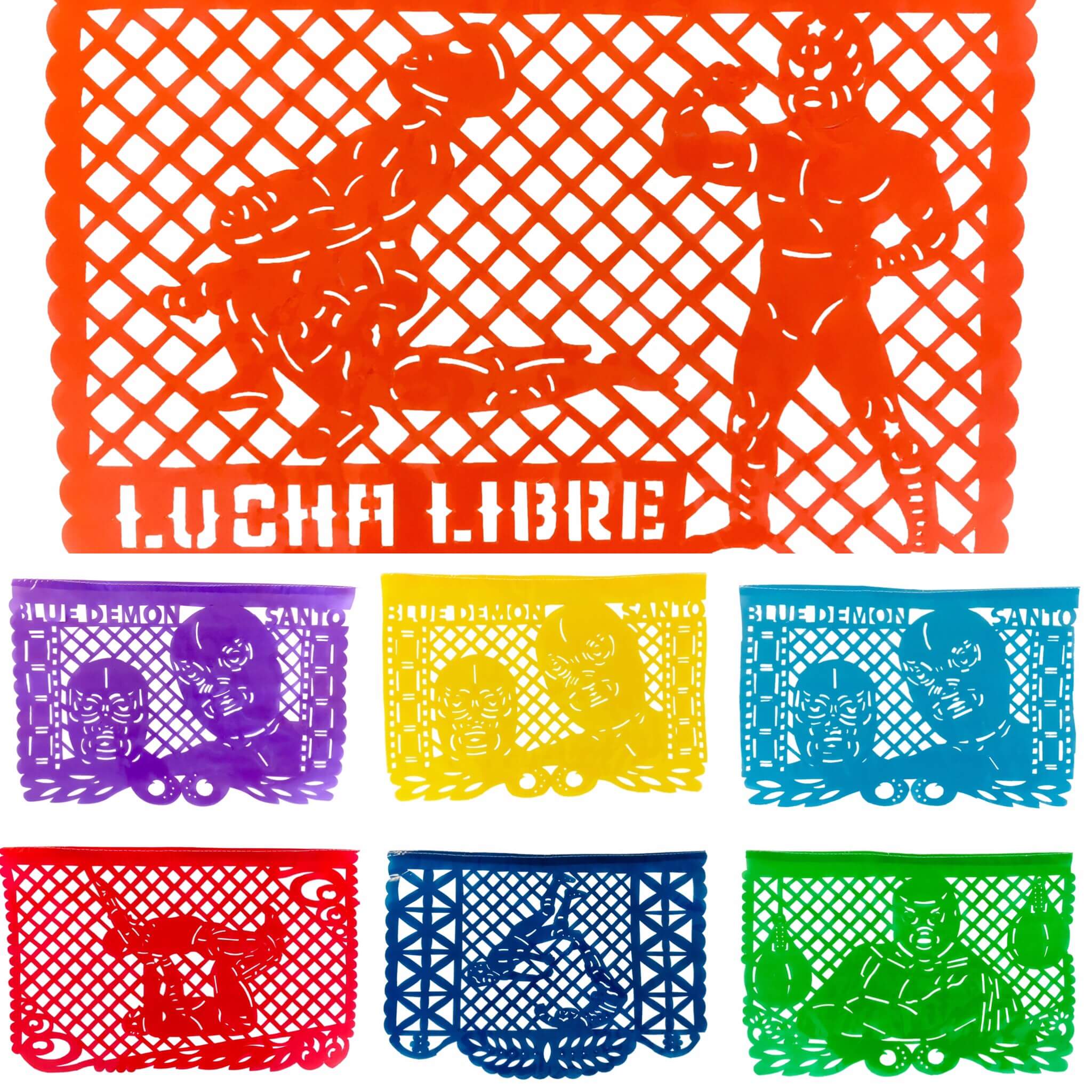 Lucha Libre papel picado flags handmade in Mexico.
