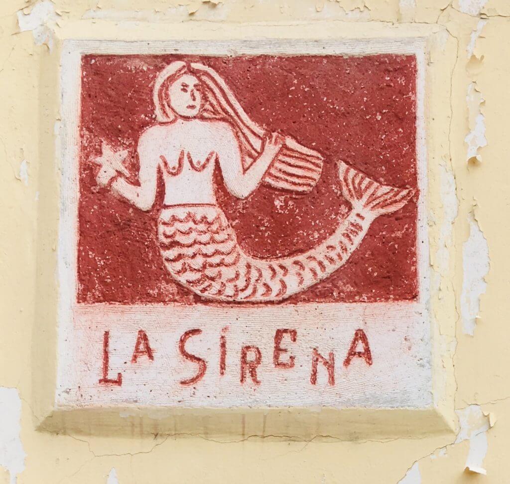 The La Sirena corner marker in Merida Mexico.