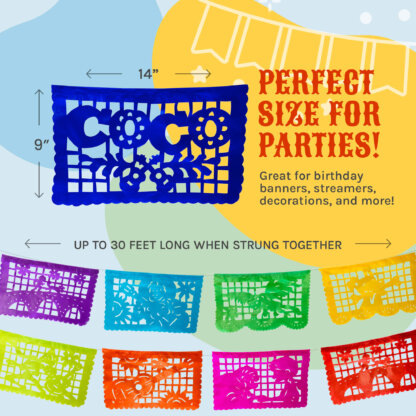 Coco Inspired Party Banner 2 Pack Papel Picado - PAPER Garlands (30 Feet Total) - Image 9