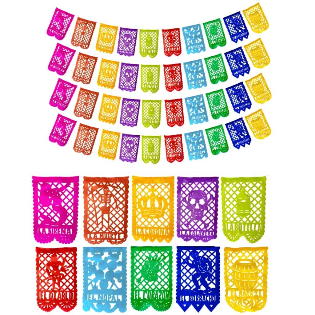 Mexico Papel Picado Banner, Tissue Paper or Plastic Garland