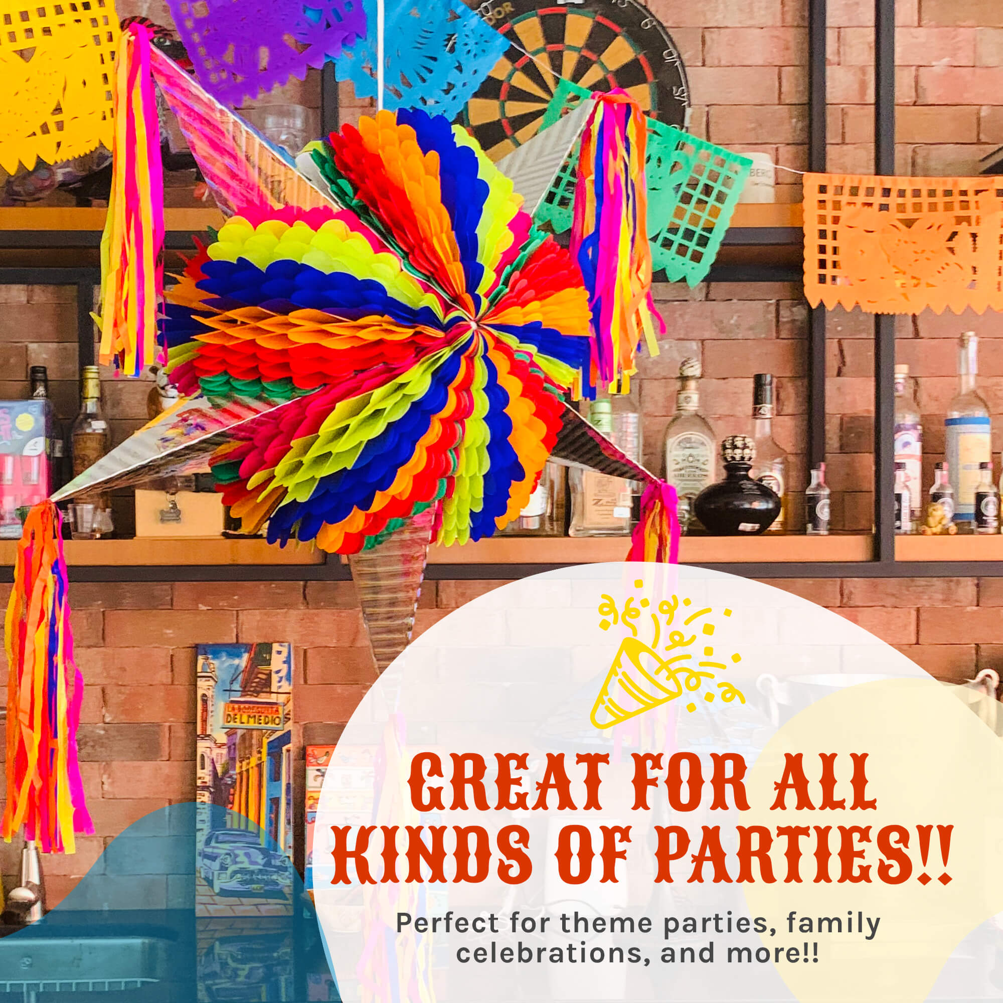 Piñata gigante extra grande – Piñata mexicana de estrella grande de 52  pulgadas – Piñata festiva arcoíris – Piñata Authentica para fiesta de