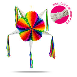 Jumbo Rainbow Mexican Star Piñata with 30 Ft Rope