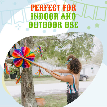 Jumbo Rainbow Mexican Star Piñata with 30 Ft Rope Included, Holds 5 Pounds of Pinata Filler - Image 2