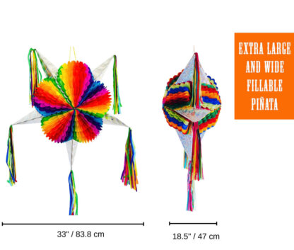 Jumbo Rainbow Mexican Star Piñata with 30 Ft Rope Included, Holds 5 Pounds of Pinata Filler - Image 5