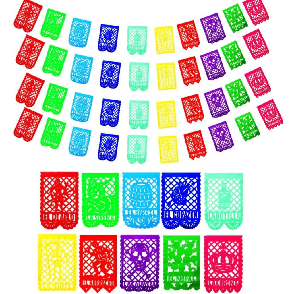 Classic All Occasion Fiesta Horizontal Papel Picado Flags [10 Flags]