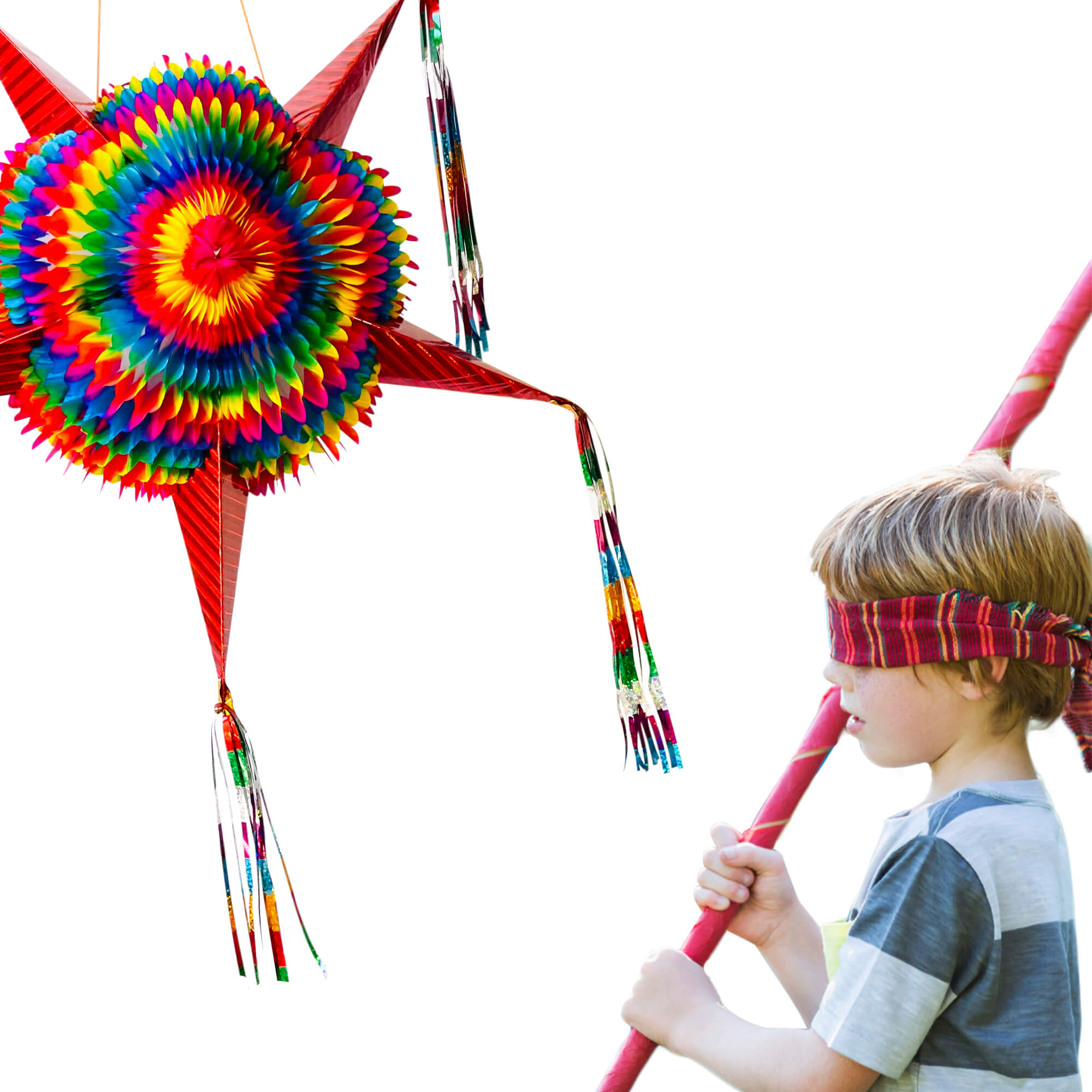 Piñata mexicana arcoíris extra grande con cuerda de 30 pies, velcro extra,  conos extra resistentes, soporta 4 libras de relleno de piñata, 32 pulgadas