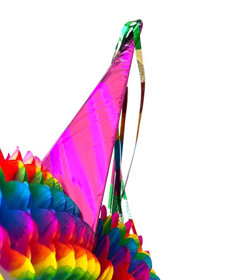 Piñata mexicana arcoíris extra grande con cuerda de 30 pies, velcro extra,  conos extra resistentes, soporta 4 libras de relleno de piñata, 32 pulgadas