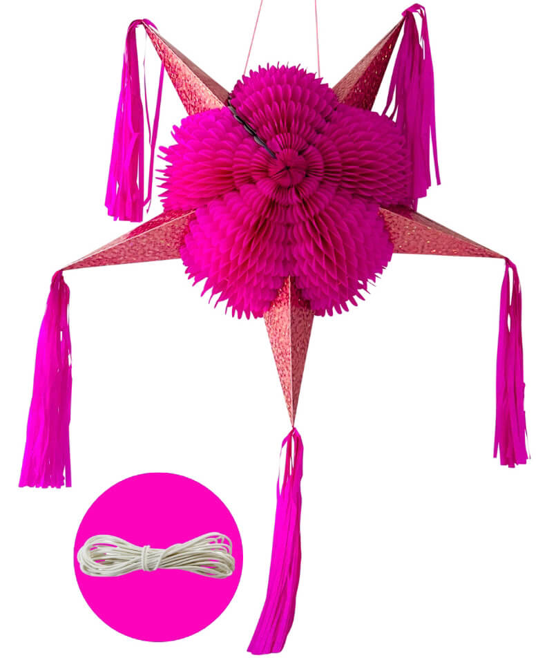  TexMex Fun Stuff - Pinata jumbo, piñata tradicional mexicana  grande, piñata mexicana de 5 puntos con borlas de arco iris, plegable con  cuerda de 30 pies incluida, soporta hasta 4-5 libras, 33 pulgadas